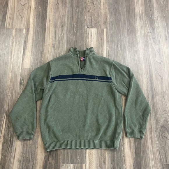 Chaps Other - green knit chaps oversized quarter zip sweater